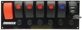 MOROSO 74194 Rocker LED Switch Panel w/Breakers & USB Ports