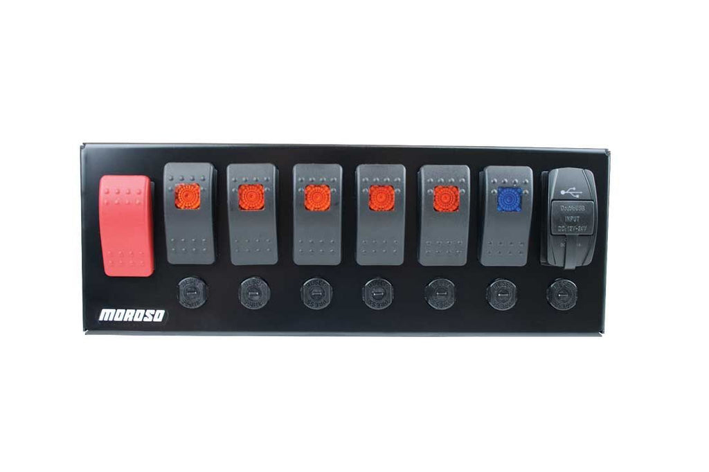 MOROSO 74196 Switch Panel Rocker LED w/USB & Breaker