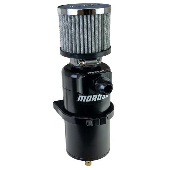 MOROSO 85411 MOROSO 85411 Breather Tank/Catch Can with 10AN Male Inlet, Aluminum, Black Anodized Finish