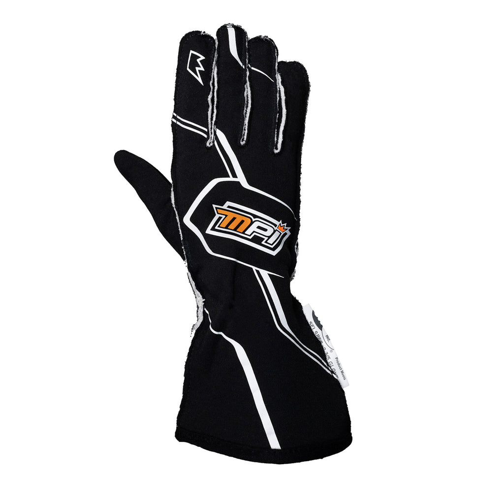 MPI USA MPI-GL-B-M MPI Racing Gloves SFI 3.3/5 Black Medium