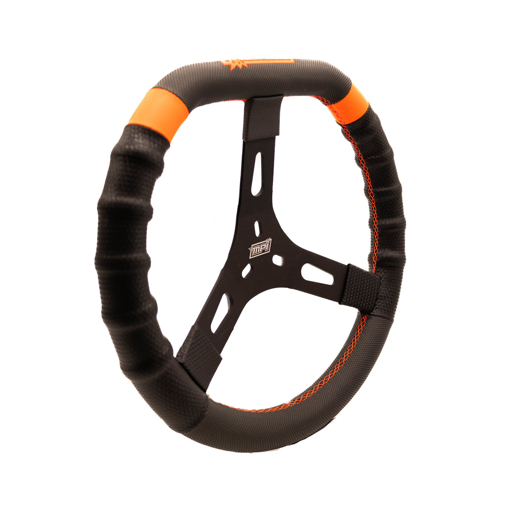 MPI USA MPI-KD2-13 MPI USA Mini Outlaw Dirt Kart Steering Wheel - 13-inch D-Shape with 3-Spoke Design and Black Synthetic Grip