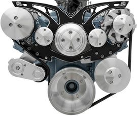 MARCH PERFORMANCE 13135-07 March Performance Pontiac V8 Style Track Serpentine Pulley Kit - Aluminum, Clear Powder Coat, 6-Rib