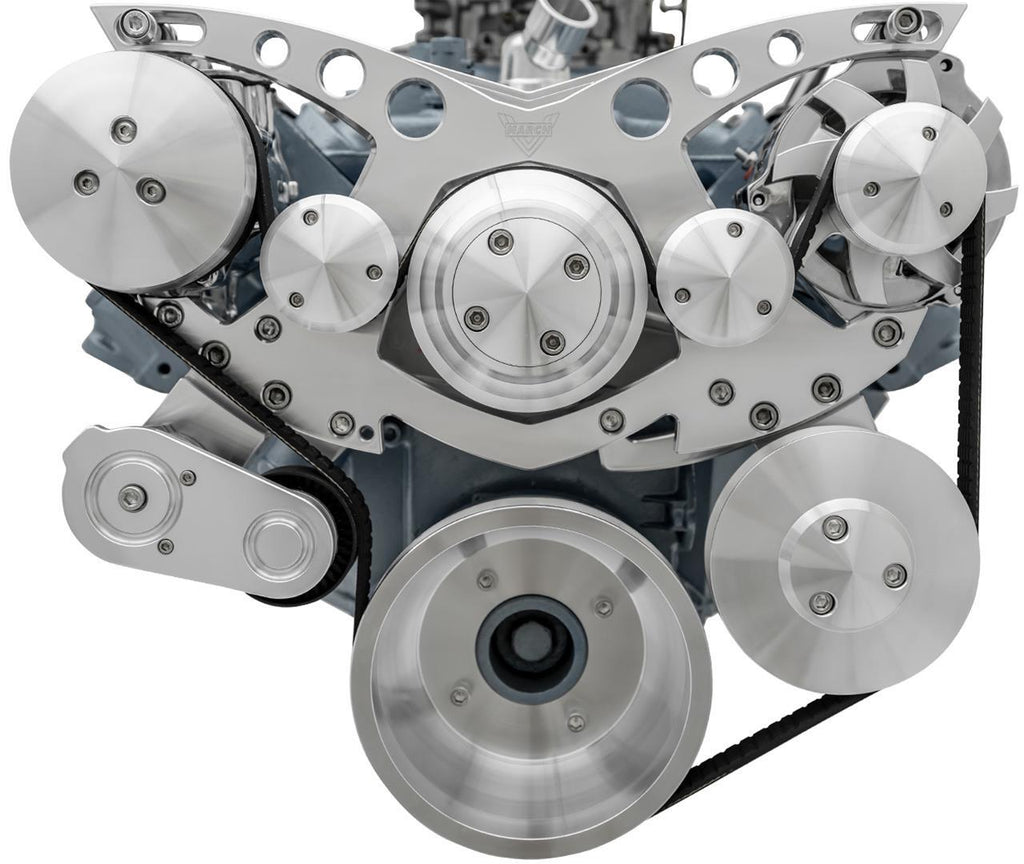 MARCH PERFORMANCE 13165 March Performance Pontiac V8 6-Rib Serpentine Pulley Kit - Aluminum with Clear Powder Coat, Part Number 13165
