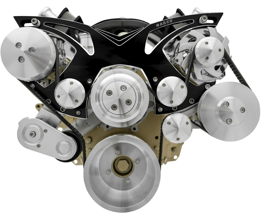 MARCH PERFORMANCE 16030-08 March Performance Oldsmobile Style Track Serpentine Pulley Kit with 6-Rib Aluminum Belt Drive