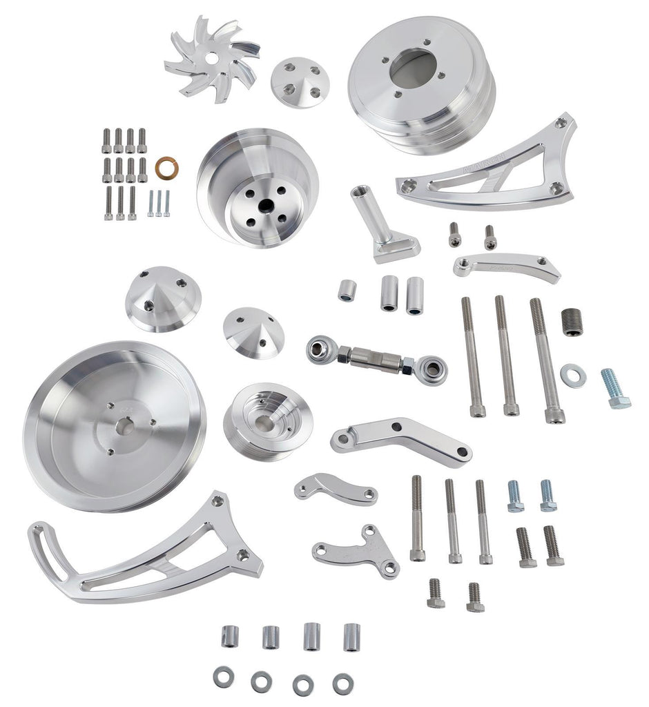 MARCH PERFORMANCE 16065 March Performance Oldsmobile 455 Ultra Serpentine Pulley Kit with Power Steering - Part Number 16065