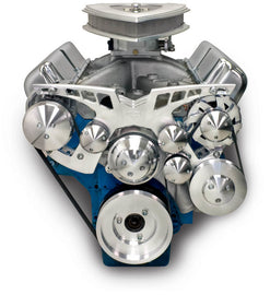 MARCH PERFORMANCE 19050 March Performance Ford FE Style Track Pulley System - 6-Rib Serpentine Aluminum Pulley Kit with Clear Powder Coat Finish