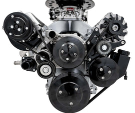 MARCH PERFORMANCE 20095-08 March Performance Chevy LS1-LS7 Pro-Track Serpentine Pulley Kit with Black Aluminum Finish