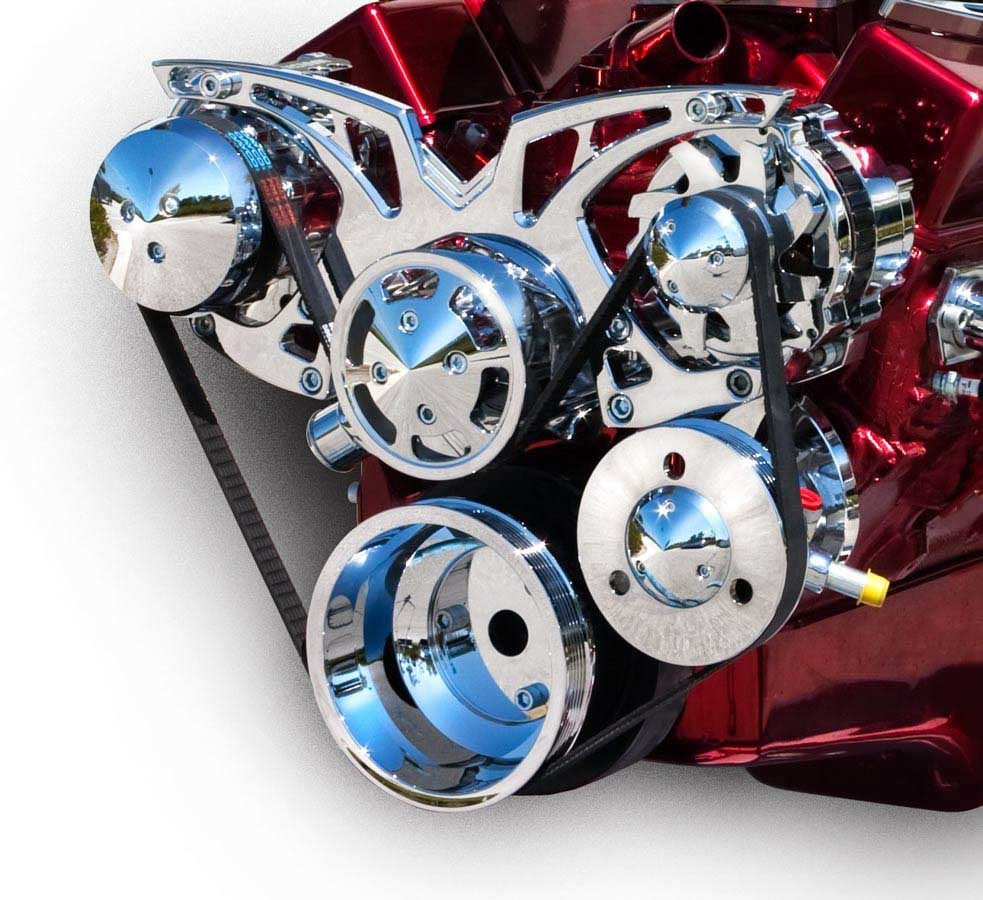 MARCH PERFORMANCE 21150 SBC Style Track Pulley Set Alt A/C with P/S