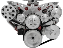 MARCH PERFORMANCE 21170 March Performance SBC Corvette Serpentine System with AC - 6-Rib Aluminum Pulley Kit for Small Block Chevy