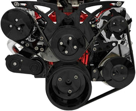 MARCH PERFORMANCE 21255-08 March Performance BBC Style Track Serpentine Pulley Kit with AC - Black Aluminum - Part #21255-08
