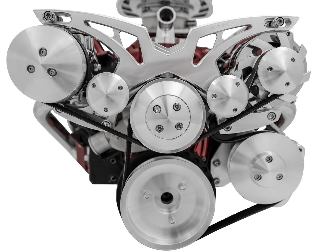 MARCH PERFORMANCE 21270 March Performance BBC Corvette Style Track Serpentine Pulley Kit with AC - Part #21270