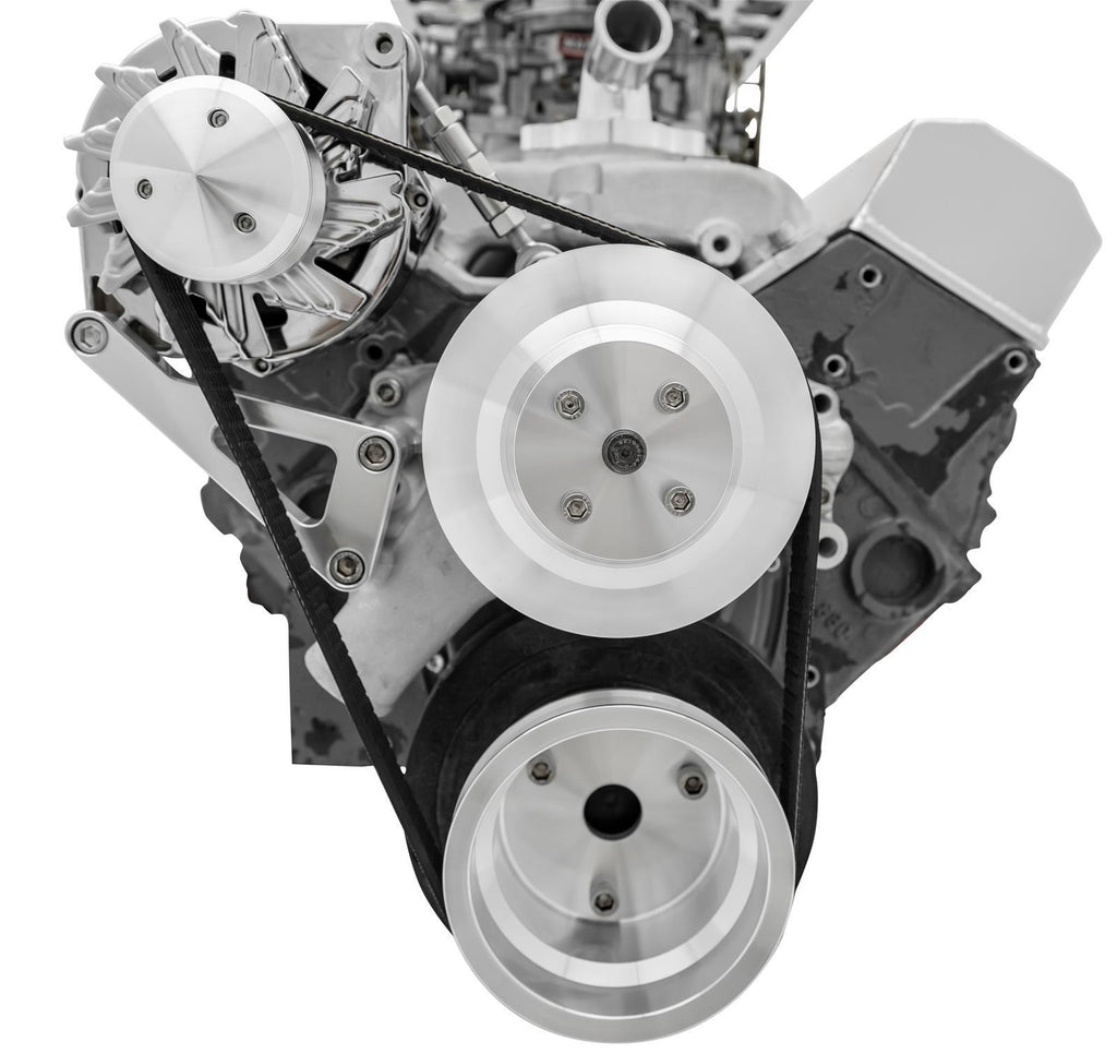 MARCH PERFORMANCE 22011-09 March Performance SBC Deluxe Custom Conversion Pulley Kit - 6-Rib Serpentine Aluminum with Clear Powder Coat for Small Block Chevy Engines