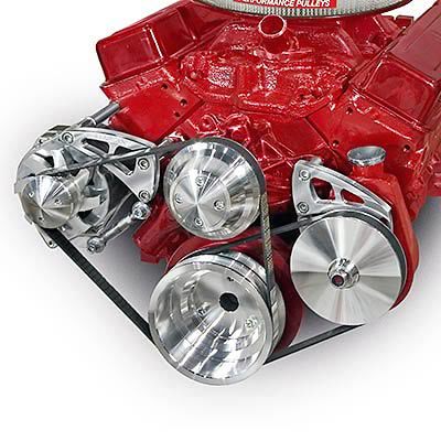 MARCH PERFORMANCE 22053 March Performance SBC Ultra Conversion Kit Mid-Mount with 6-Rib Serpentine Aluminum Pulley Set