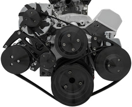 MARCH PERFORMANCE 22072-08 March Performance SBC Ultra Serpentine Pulley Kit with Black Powder Coat for Small Block Chevy