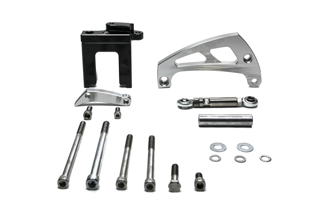 MARCH PERFORMANCE 23003 Chevy BB Alternator Brkt Kit clear powder coat