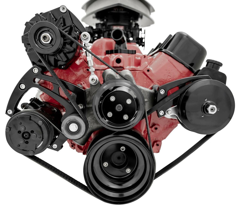MARCH PERFORMANCE 23690-08 March Performance BBC Sport Track Conversion Kit with AC for Big Block Chevy - 6-Rib Serpentine Aluminum Pulley System