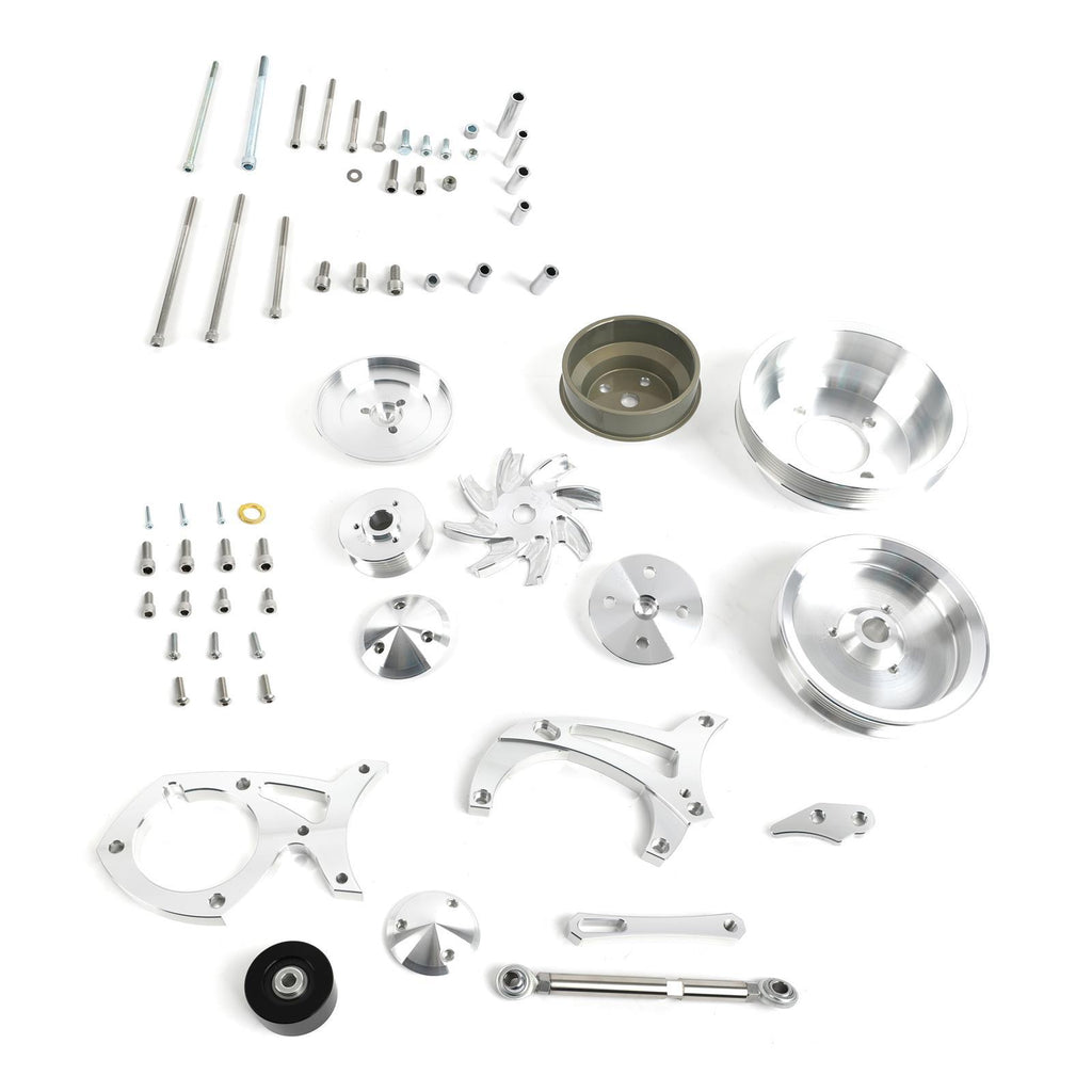 MARCH PERFORMANCE 30167 March Performance 30167 6-Rib Serpentine Aluminum Pulley Kit for Small Block Ford with AC