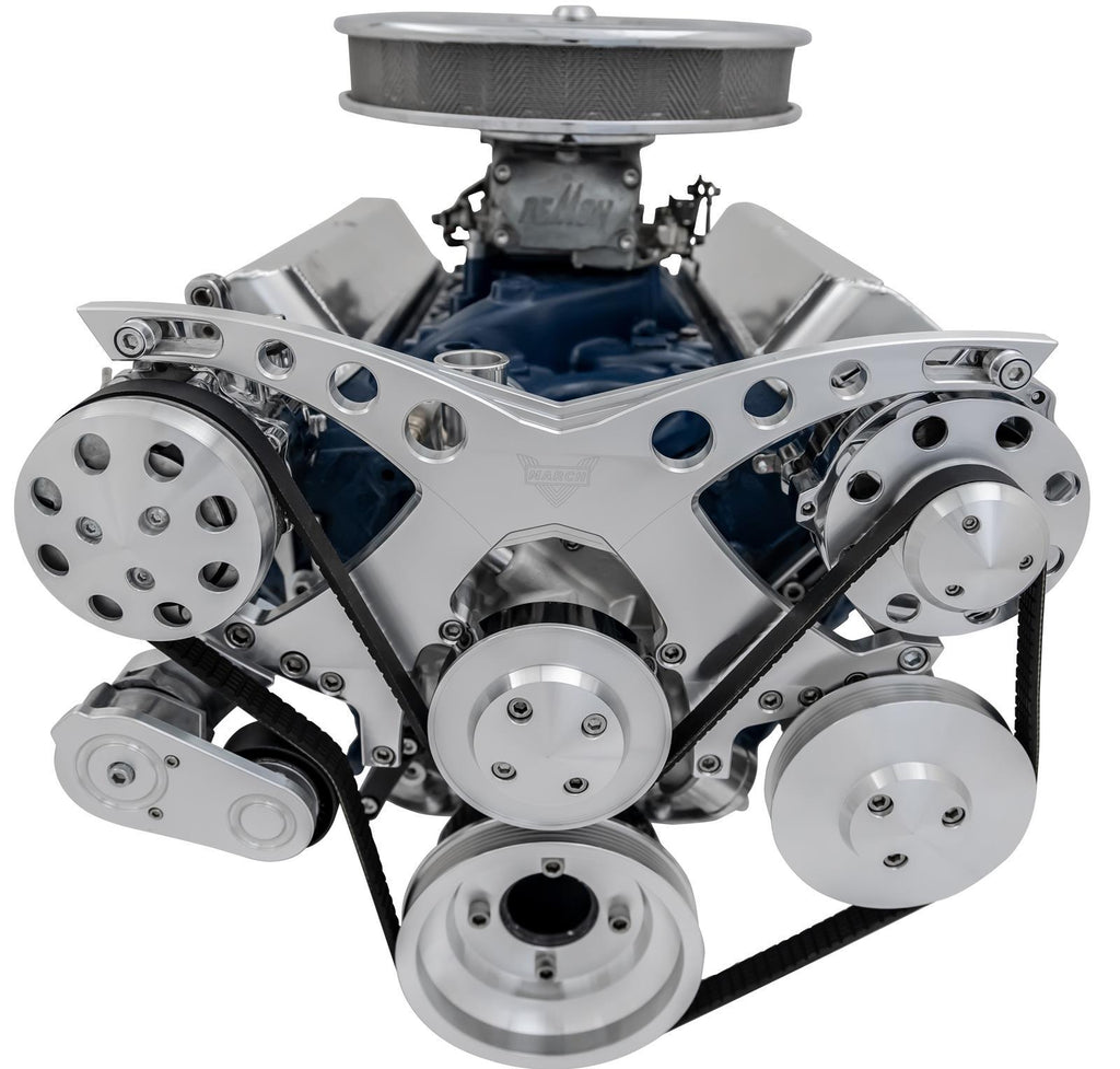 MARCH PERFORMANCE 30470 March Performance 30470 Small Block Ford 6-Rib Serpentine Pulley Kit with Aluminum and Clear Powder Coat Finish