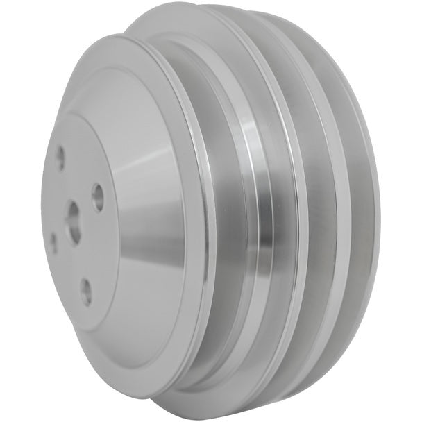 MARCH PERFORMANCE 6112 MARCH PERFORMANCE SBC Water Pump Pulley Long Water Pump 3-V Groove Aluminum with Clear Powder Coat, Part #6112