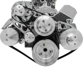 MARCH PERFORMANCE CA22072 MARCH PERFORMANCE SBC Serpentine Conversion Kit with Aluminum Pulley and Clear Powder Coat Finish