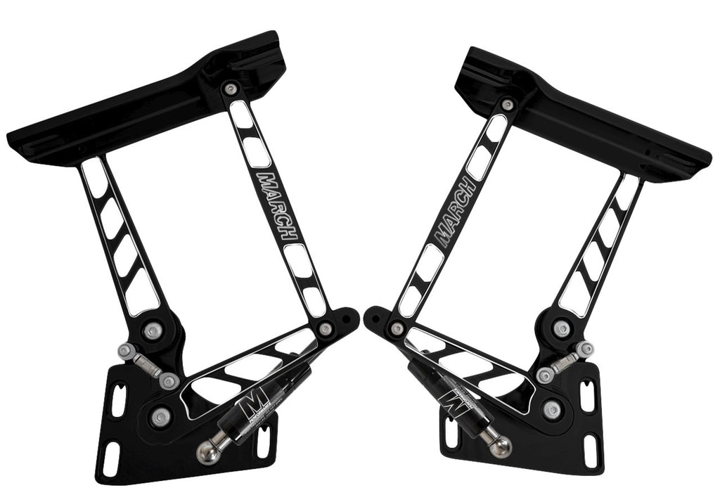 MARCH PERFORMANCE HH72CK-S-08 March Performance Black Aluminum Hood Hinge Pair for 1967-1972 GM C10 Trucks - Adjustable with Bearings and Hardware