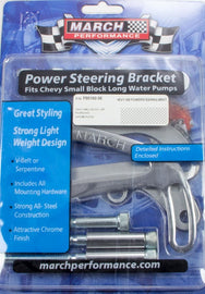MARCH PERFORMANCE P80160-06 Power Steering Bracket SBC Chrome