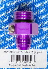MAGNAFUEL/MAGNAFLOW FUEL SYSTEMS MP-3064 #10 to #12 O-Ring Male Adapter Fitting w/Gauge