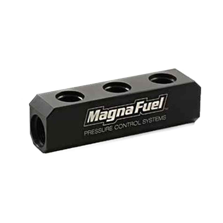 MAGNAFUEL/MAGNAFLOW FUEL SYSTEMS MP-7610-03-BLK 3-Port Fuel Log for Holley 12-803 Regulators