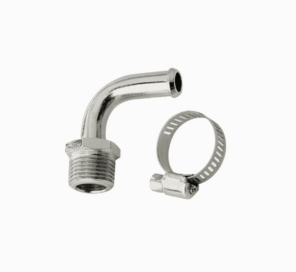 MR. GASKET 2970G 3/8in NPT 90deg Chrome Hose Fitting To 3/8in Ho