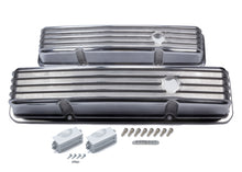 Load image into Gallery viewer, MR. GASKET 6855G SBC Cast Alm Valve Cover Set Finned Style Pol.