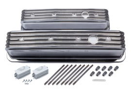 MR. GASKET 6856G SBC Cast Alm Valve Cover Set Finned Style Pol.