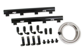MSD IGNITION 2723 MSD IGNITION LS7 Fuel Rail Kit for Atomic EFI - Black Anodized Aluminum with 8 AN Female O-Ring Inlets and Outlets