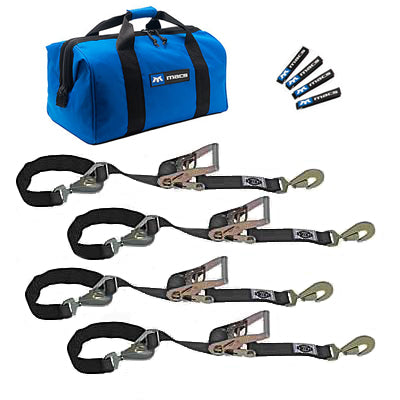 MACS CUSTOM TIE-DOWNS 511108 4 Tie Down/Axle Strap Combo Twisted Hook