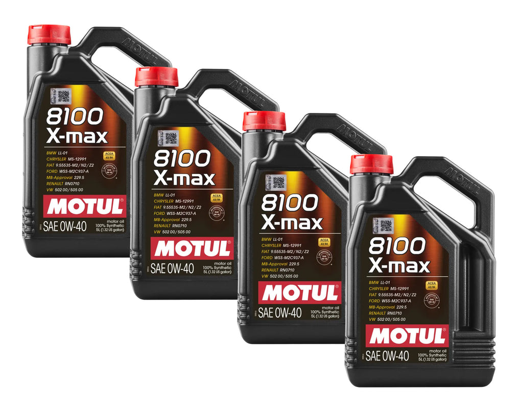 MOTUL USA 114864 MOTUL USA 8100 X-Max 0W40 Synthetic Motor Oil - Set of 4 (20 Liters Total)
