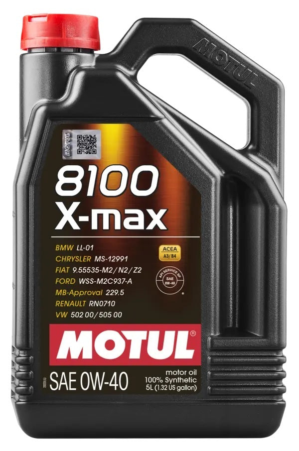 MOTUL USA MTL114864 MOTUL USA 8100 X-Max 0W40 Synthetic Motor Oil - 5 Liter Bottle