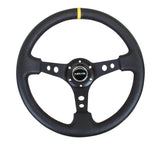 NRG INNOVATION RST-006BK-Y Steering Wheel 350mm 3in Dish Black LeatherYlwStr