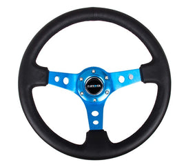 NRG INNOVATION RST-006BL Steering Wheel 350mm 3in Dish Blk Leather/Blue Ct