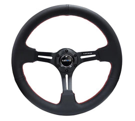 NRG INNOVATION RST-018R-RS Steering Wheel 350mm 3in Dish Black Leather w/Red