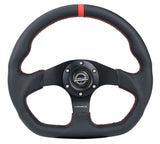 NRG INNOVATION RST-024MB-R-RD Steering Wheel 320mm Flt Bottom Blk Leather w/Red