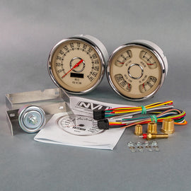 NEW VINTAGE USA 37205-02 Woodward 2 Gauge Kit 5in Speedo/Quad Beige