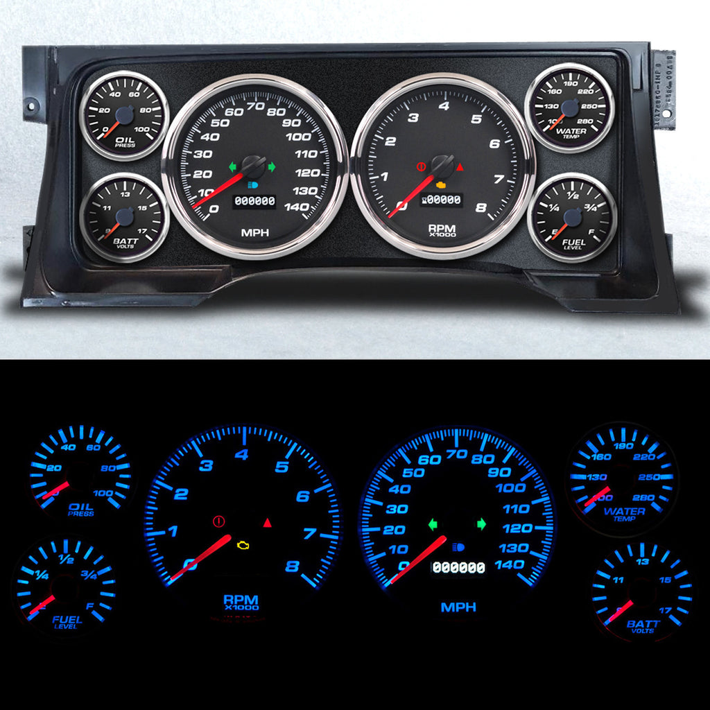 NEW VINTAGE USA 95102-01 Gauge Kit GM Truck 95-98 Performance II Black