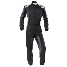 OMP RACING, INC. IA0-1864-A01-171-58 TECNICA HYBRID OVERALL F IA 8856-2018 BLACK / SIL