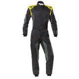 OMP RACING, INC. IA0-1864-A01-178-58 TECNICA HYBRID OVERALL F IA 8856-2018 BLACK / FLU