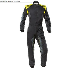 OMP RACING, INC. IA0-1864-A01-178-60 TECNICA HYBRID OVERALL F IA 8856-2018 BLACK / FLU