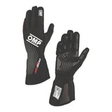 OMP RACING, INC. IB0-0773-C01-071-M OMP Racing One EVO FX FIA 8856-2018 Black Medium Driving Gloves - Single Layer Fire Retardant Fabric