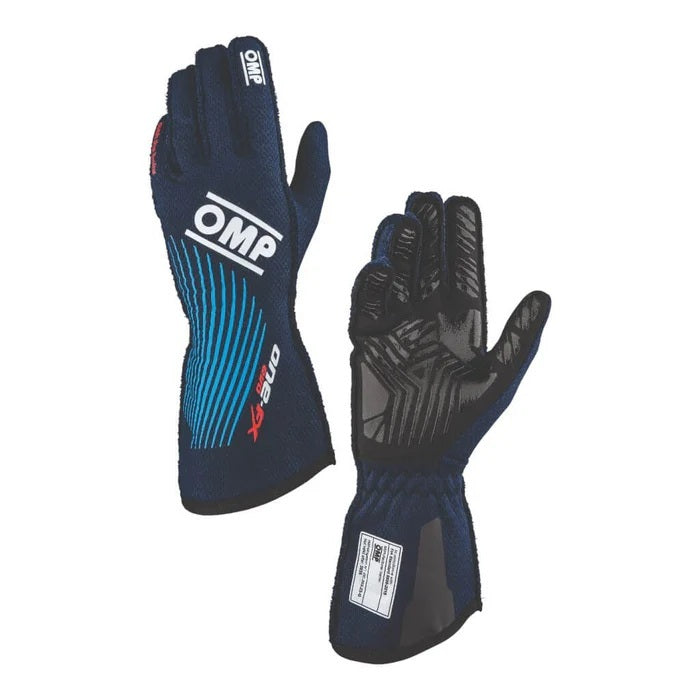 OMP RACING, INC. IB0-0773-C01-244-L OMP RACING One EVO FX FIA Approved Driving Gloves - Navy Blue, Large