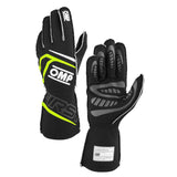 OMP RACING, INC. IB0-0776-B01-178-M FIRST GLOVES FIA 8856-20 18 MY2025 BLACK / FLUO Y