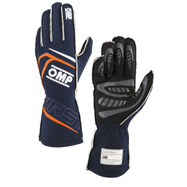 OMP RACING, INC. IB0-0776-B01-249-L FIRST GLOVES FIA 8856-20 18 MY2025 NAVY BLUE / FL