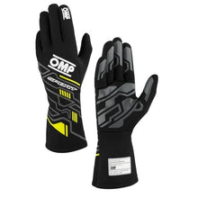 Load image into Gallery viewer, OMP RACING, INC. IB0-0777-B01-178-L SPORT GLOVES FIA 8856-20 18 MY2025 BLACK / FLUO Y