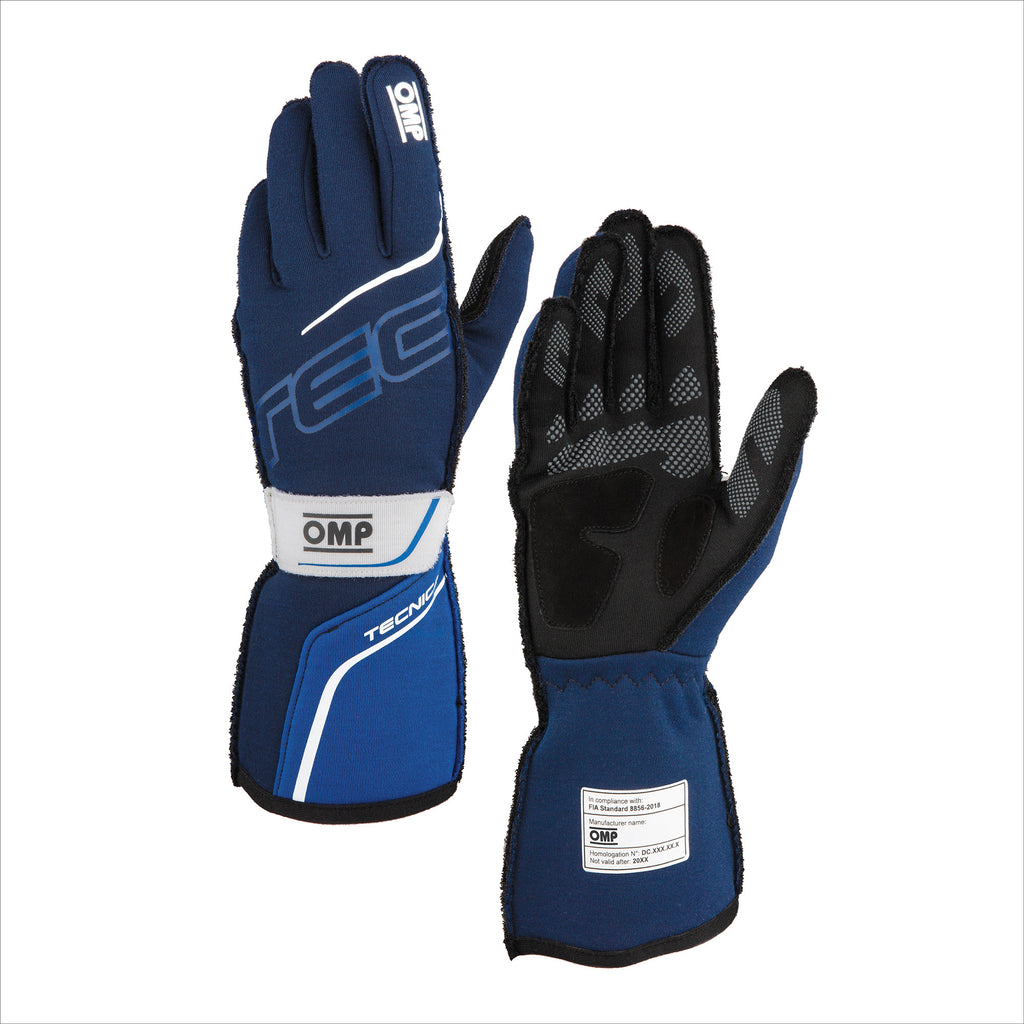 OMP RACING, INC. IB0-0779-A01-049-L TECNICA GLOVES FIA 8856- 2018 NAVY BLUE / ROYAL B